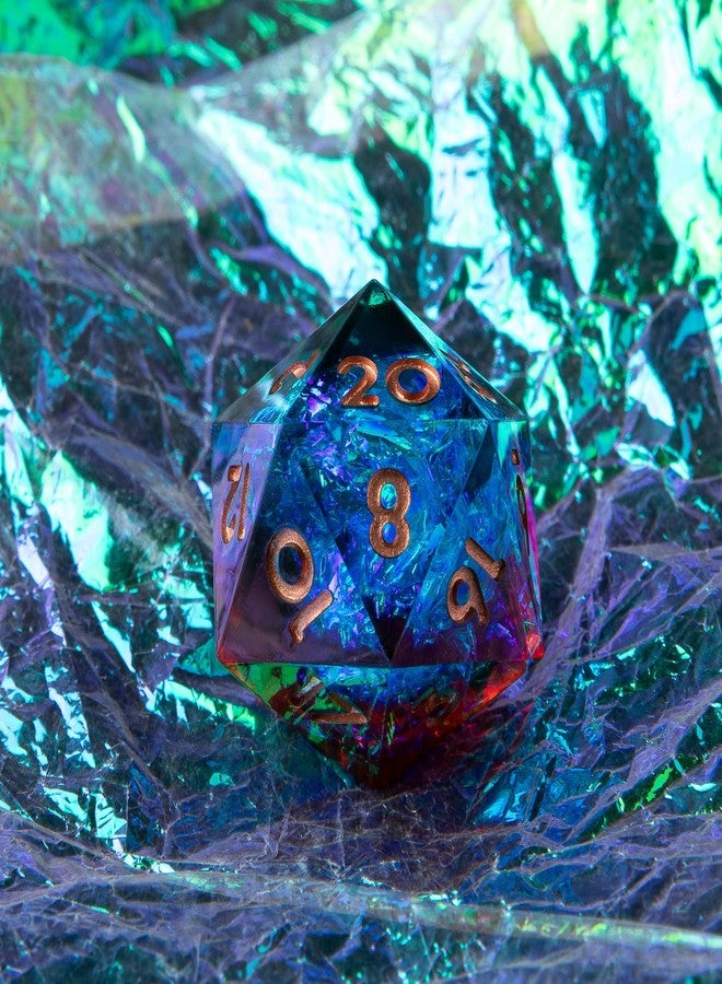 YEMEKO Single D20 Dice - 22mm, 20 Sided D&D Dice for Dungeons and Dragons, DND Dice with Resin Sharp Edge, Handmade Polyhedral for RPG, Roleplaying Games MTG Table Games(Blue Red) - Image 4